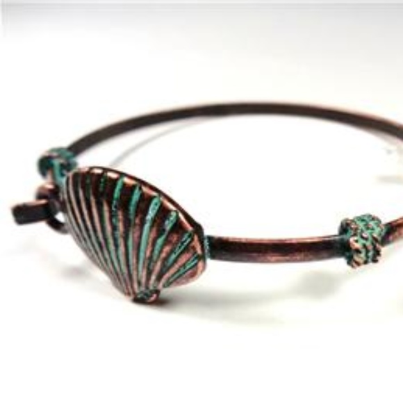 NAUTICAL COPPER AND AQUA BEACH SHELL BRACELET - Picture 3 of 3